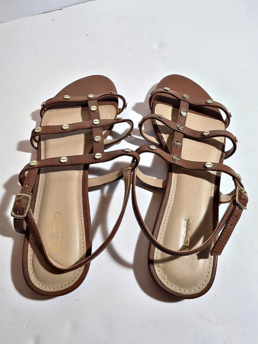ALDO Women's Brown Strappy Studded Sandals